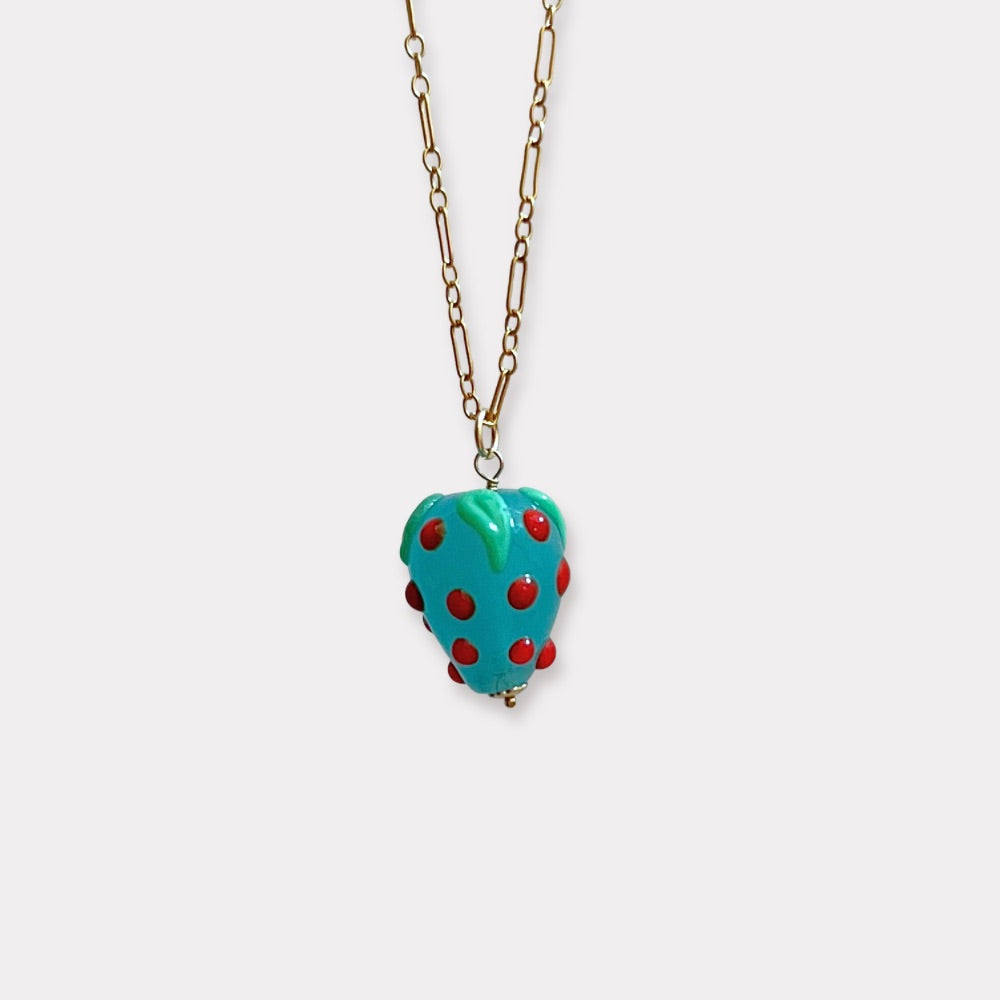 THE STRAWBERRY NECKLACE - TEAL