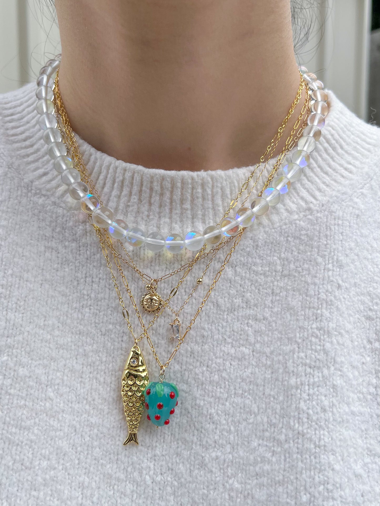 THE STRAWBERRY NECKLACE - TEAL