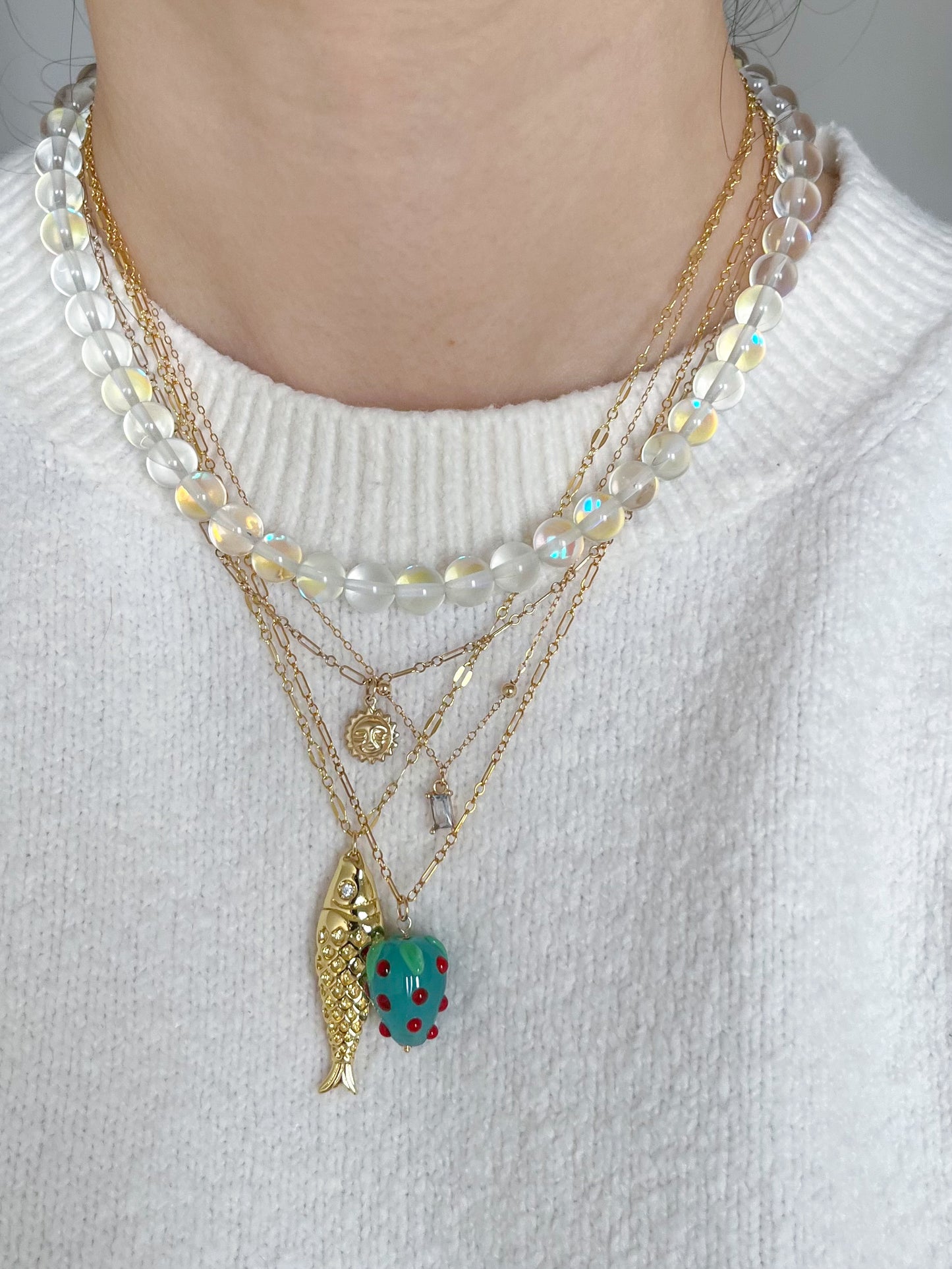 THE STRAWBERRY NECKLACE - TEAL