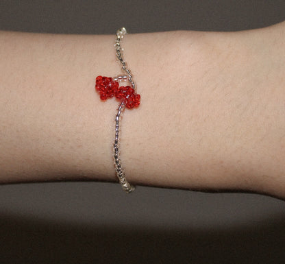 SILVER DISCO CHERRY BRACELET