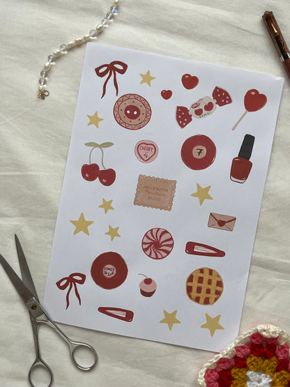 CHERRY GIRL PRINTABLE STICKER SHEET