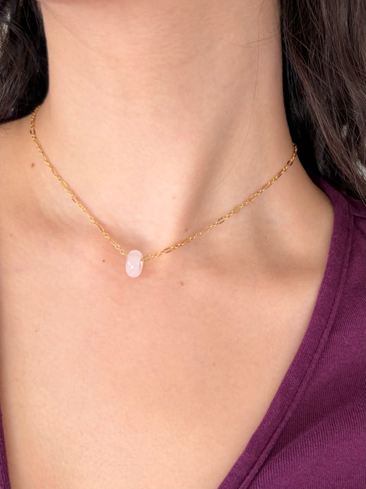 THE IRIS CHOKER | GOLD FILLED & ROSE QUARTZ