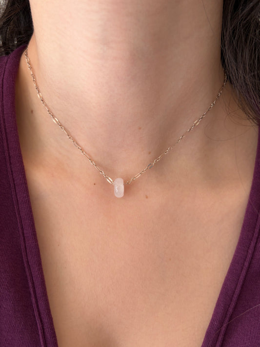 THE IRIS CHOKER | STERLING SILVER & ROSE QUARTZ