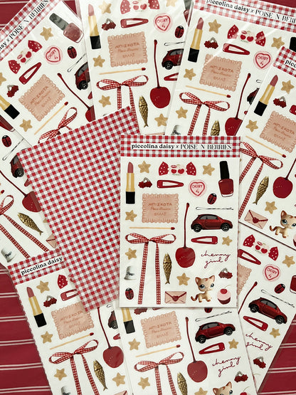 PICCOLINA DAISY X POISE N BERRIES CHERRY GIRL STICKER SHEET