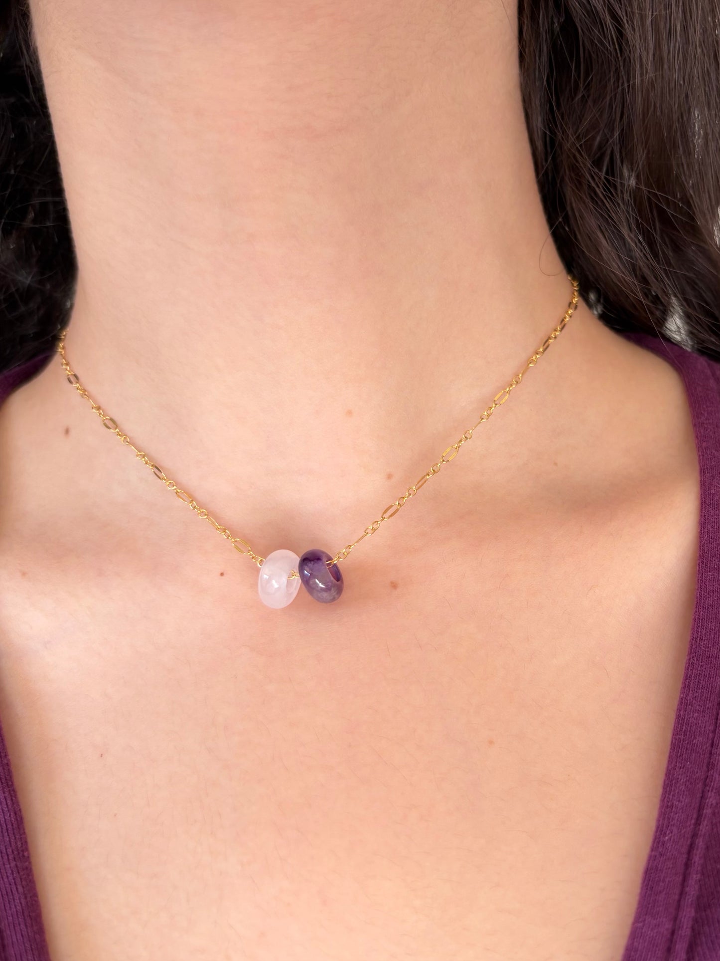 THE IRIS CHOKER | GOLD FILLED & ROSE QUARTZ