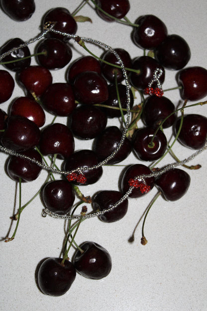 SILVER DISCO CHERRY BRACELET