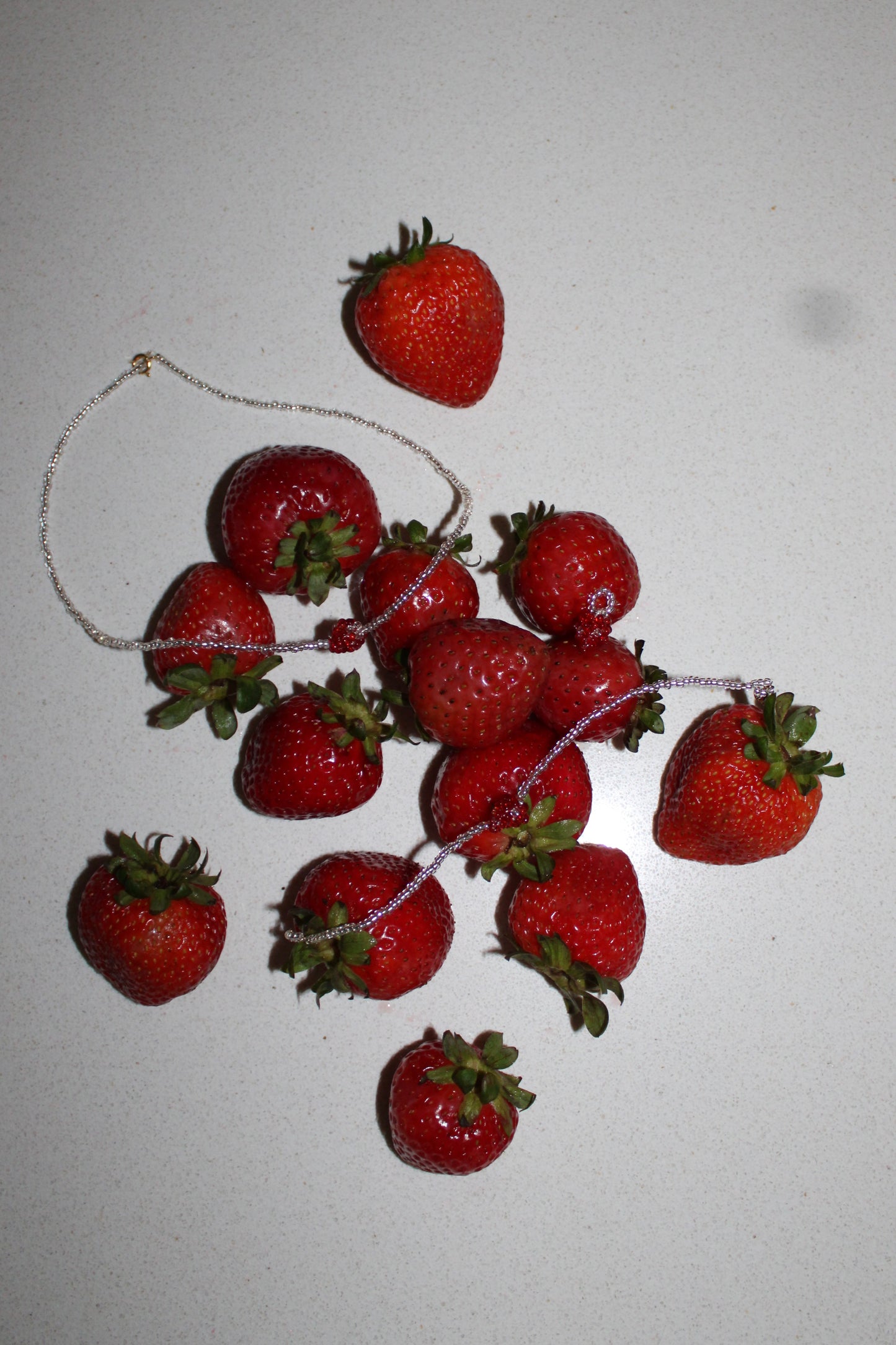 SILVER DISCO STRAWBERRY NECKLACE