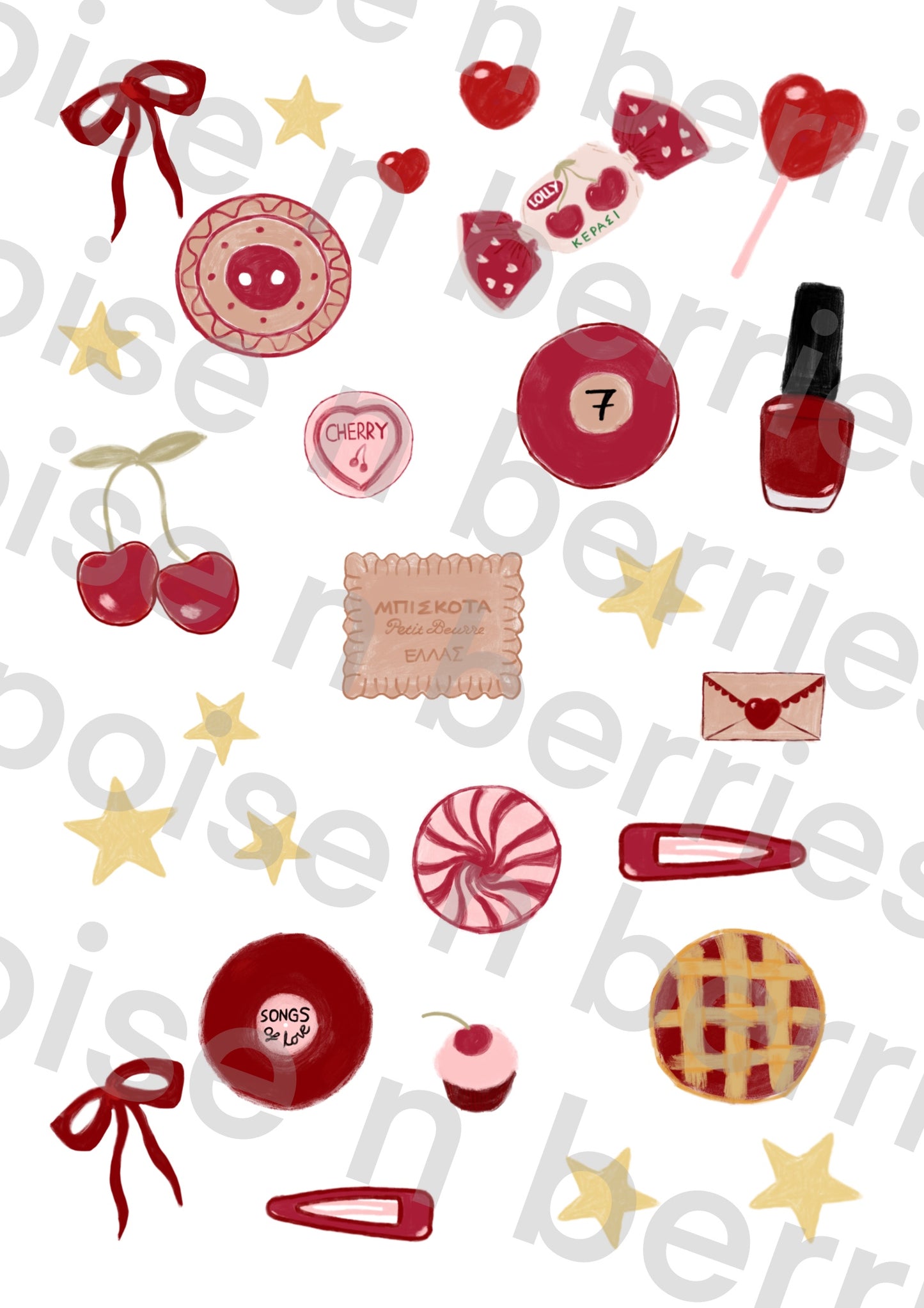 CHERRY GIRL PRINTABLE STICKER SHEET