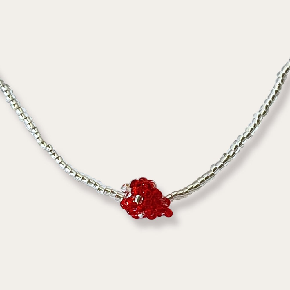 SILVER DISCO STRAWBERRY NECKLACE